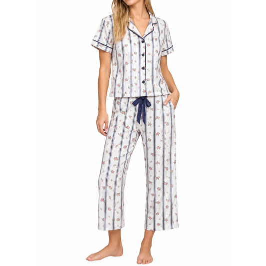 P.J. SALVAGE - Ensemble pyjama pour femme blanc et fleuri | P.J. SALVAGE - Women's white and flower pyjama set
