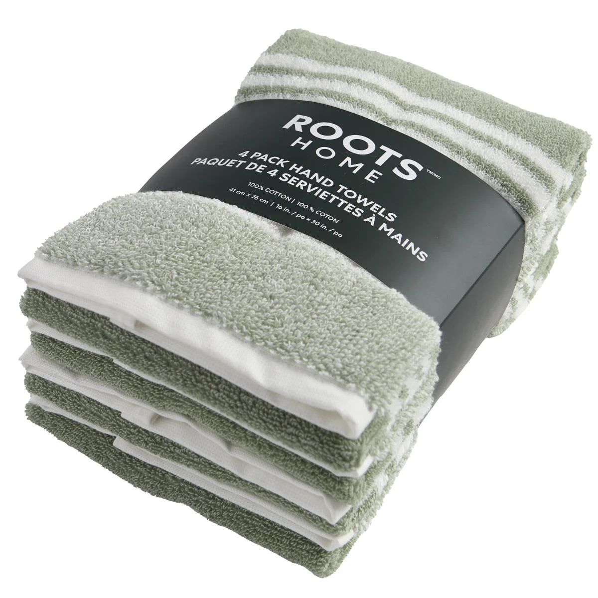 ROOTS HOME - Ensemble de 4 Serviettes à Main-pack-hand-towels-costco-1843361-green-vert-3