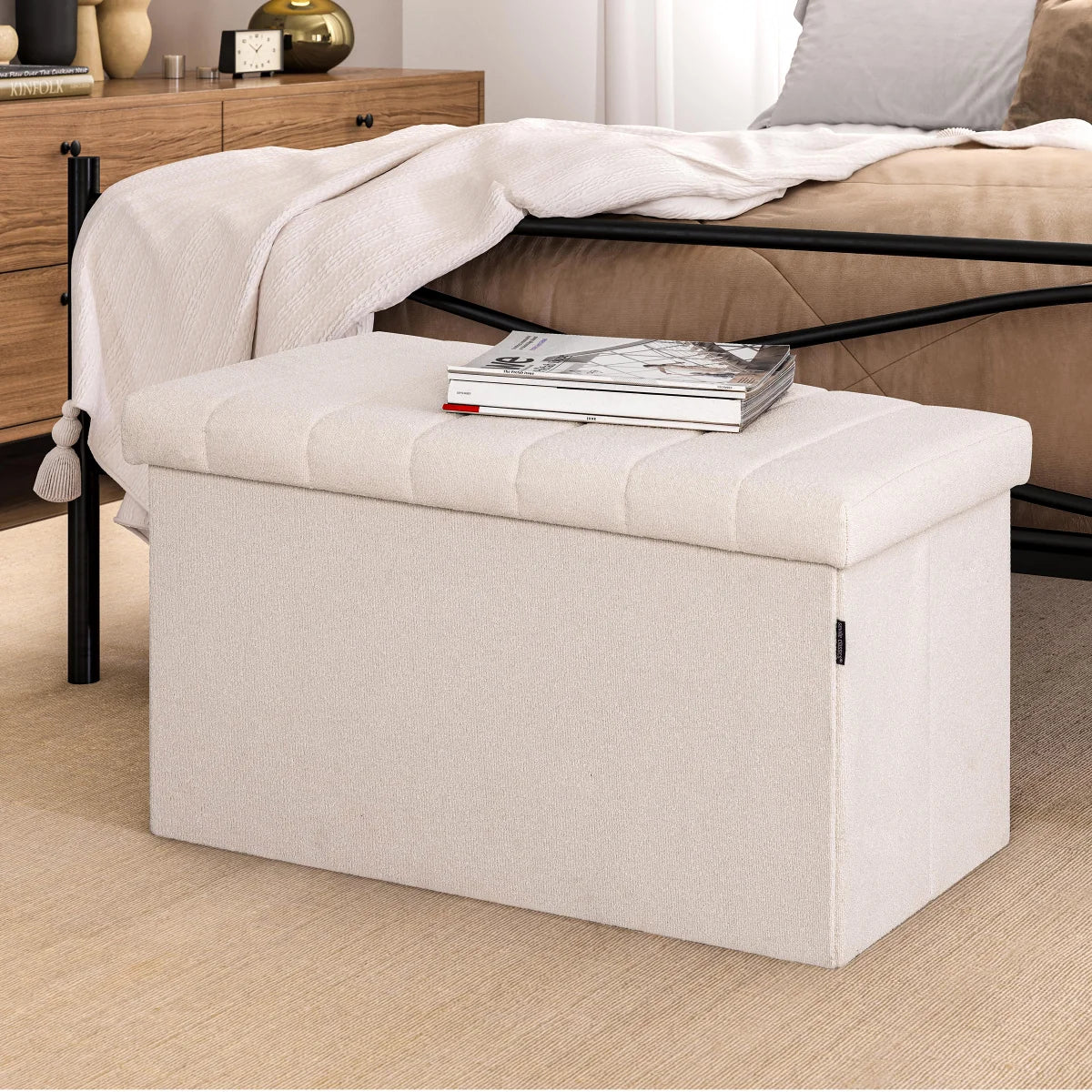 SEVILLE CLASSICS - Coffre-Banc de Rangement Pliable Boucle-trunk-bench-foldable-storage-costco-1796132-white-blanc-8