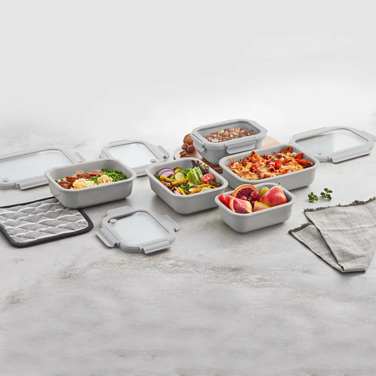 SAFDIE & CO. INC - Ensemble de Rangement en Céramique pour Aliments, 10 Pièces-ceramic-food-storage-set-pieces-costco-1796147-gris-grey-3