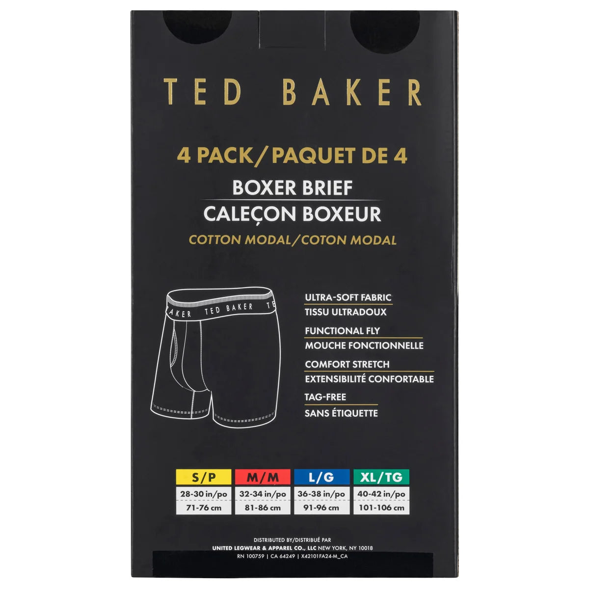TED BAKER - Paquet de 4 Caleçon Boxeur pour Homme-PACK-MEN'S-BOXER-BRIEF-COSTCO-7947271-BLACK-NOIR-2