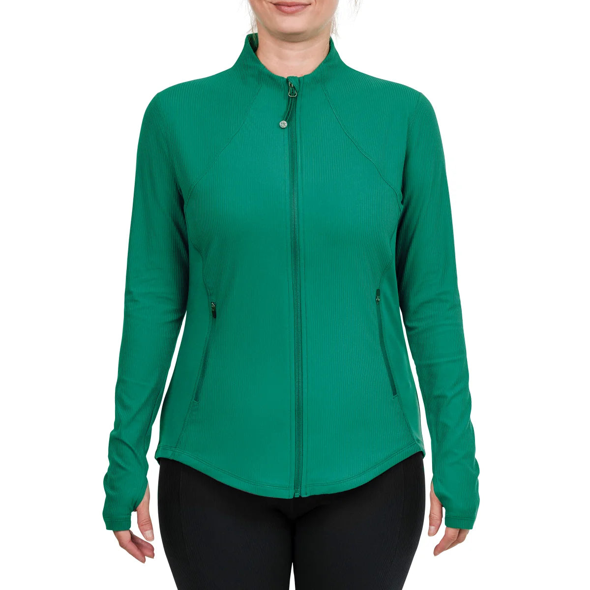TUFF VEDA - Veste de Yoga Côtelée pour Femme-women's-ribbed-yoga-jacket-costco-6261002-green-vert