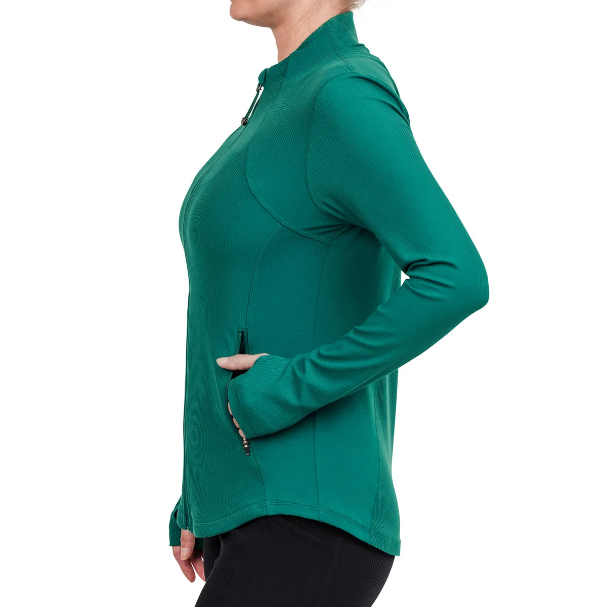 TUFF VEDA - Veste de Yoga Côtelée pour Femme-women's-ribbed-yoga-jacket-costco-6261002-green-vert-2