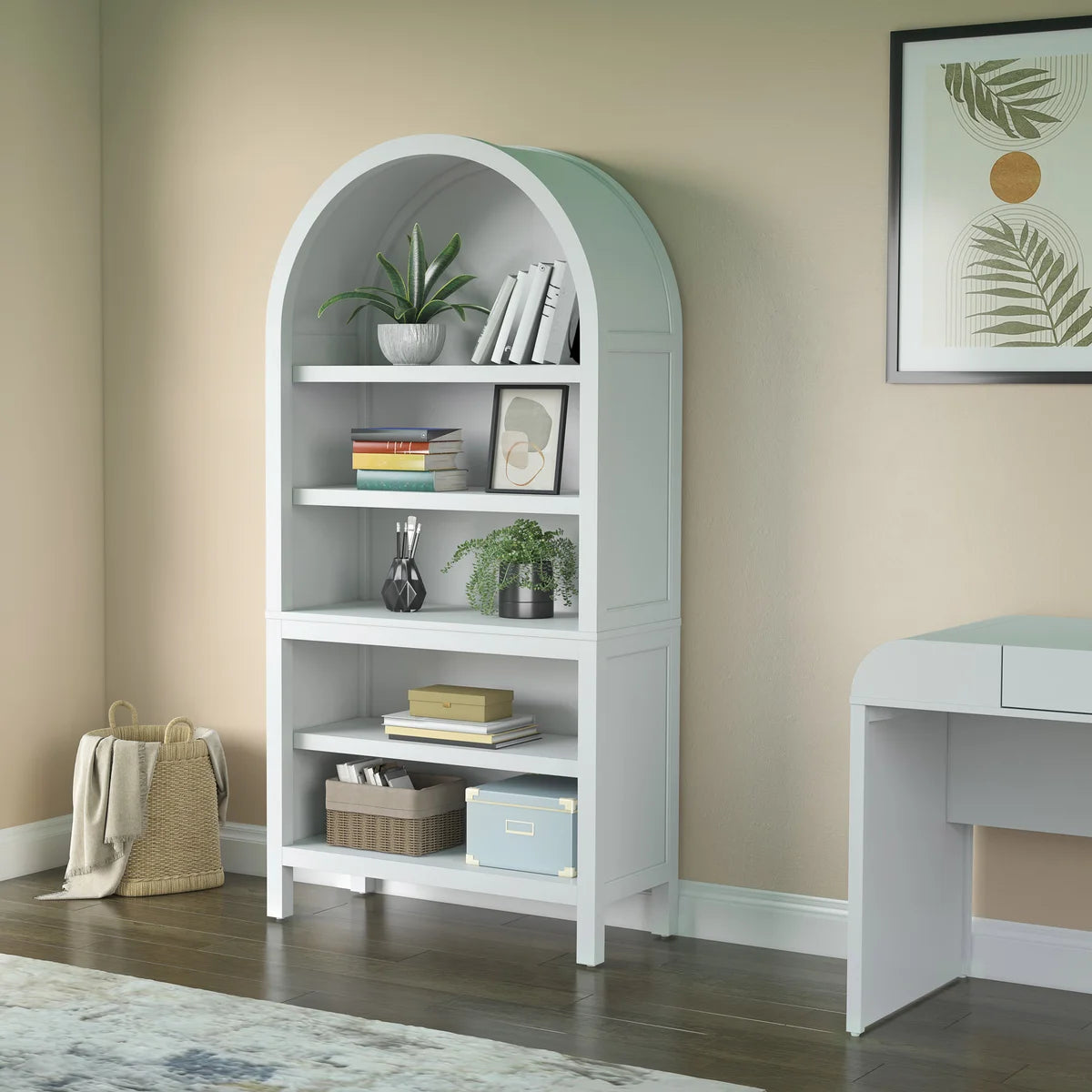 TRESANTI - Bibliothèque à Dessus Arrondi-arched-top-bookcase-mia-white-blanc-costco-1783090-BK754-F975-3