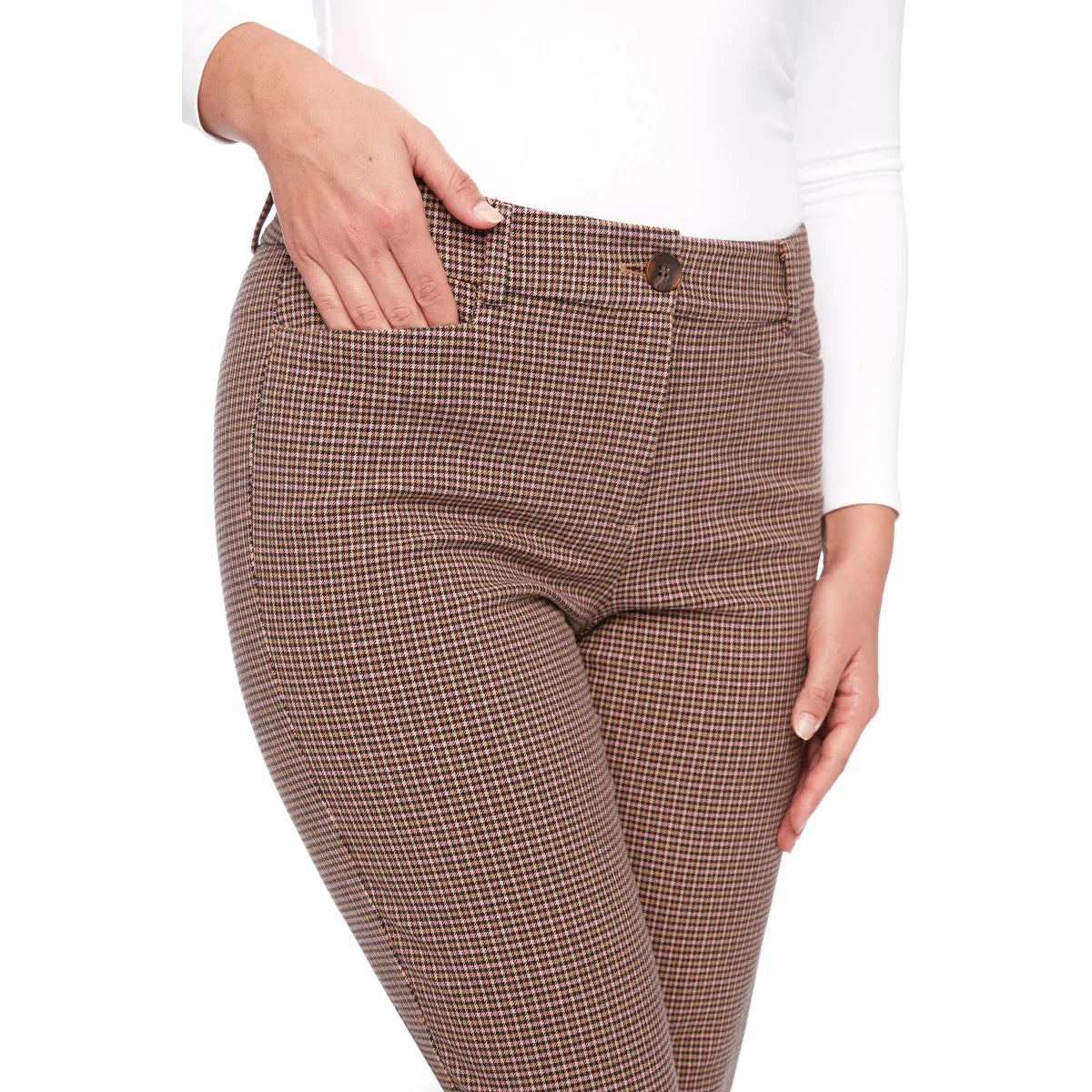 UP! - Pantalon en Coton Extensible pour Femme-women's-stretch-coton-pants-costco-2816134-brun-brown-4