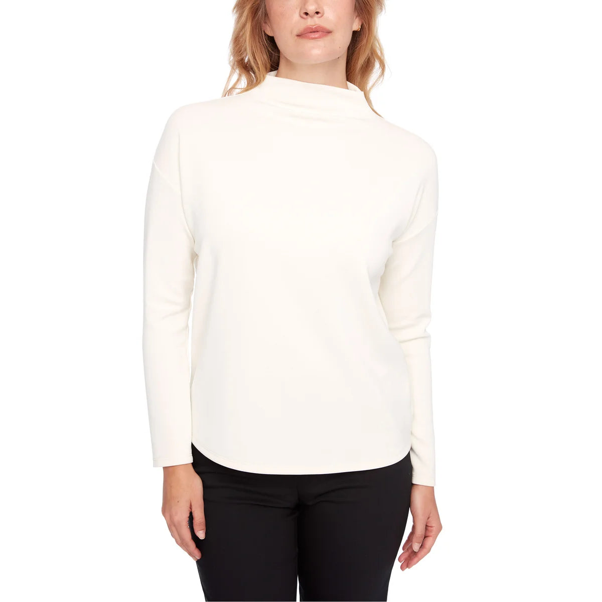 Tee-shirt manches longues en maille côtelée extensible femme noir Tee-shirt manches longues en maille côtelée extensible femme noir
