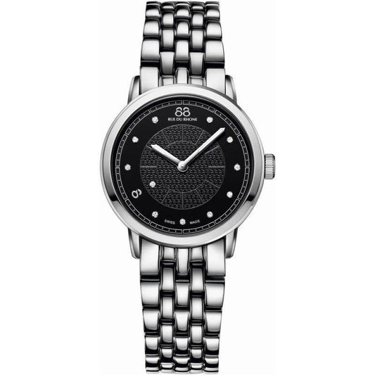 88-rue-du-rhone-montre-femme-argent-noir-diamant