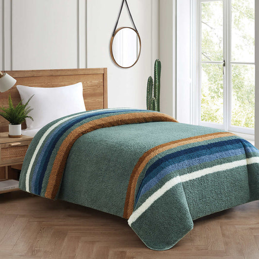 PENDLETON-COUVERTURE-SHERPA-BLANKET-KING-TRÈS-GRAND-VERT-2