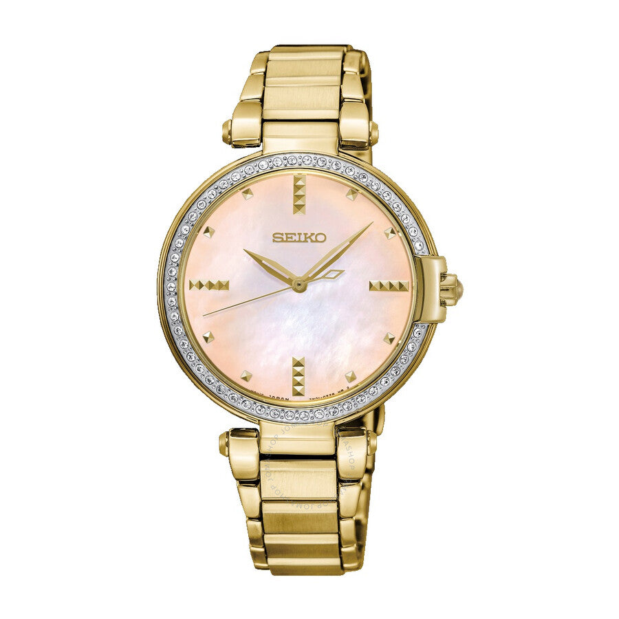 seiko-montre-femme-doré-or-diamants-nacré-rose