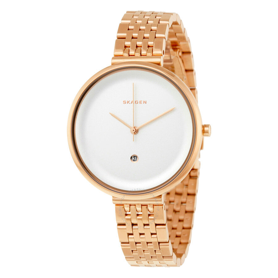 Skagen-montre-femme-or-rose-blanc