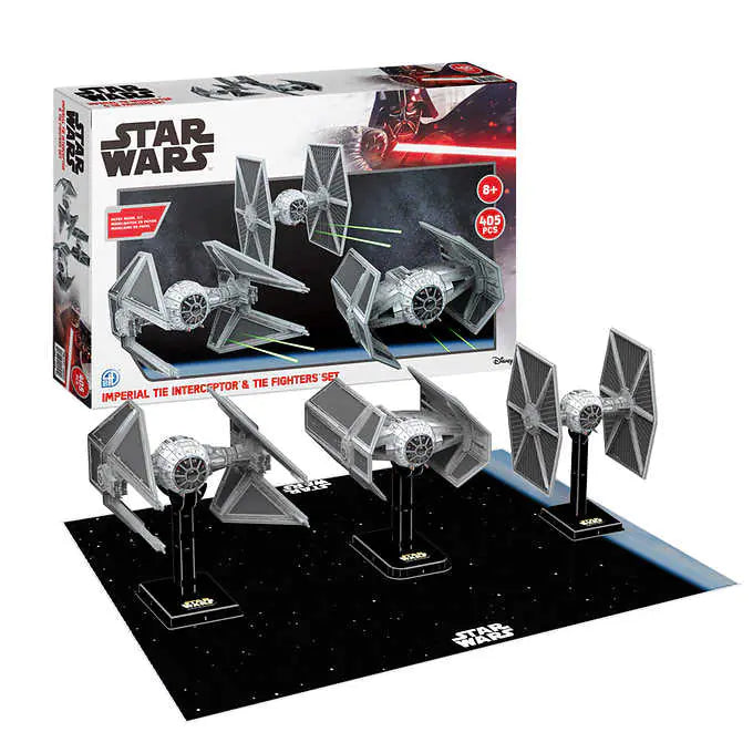 4D MODEL KIT-STAR WARS-MODÉLISATION-PAPIER-IMPERIAL TIE INTERCEPTOR-TIE FIGHTTERS-SET