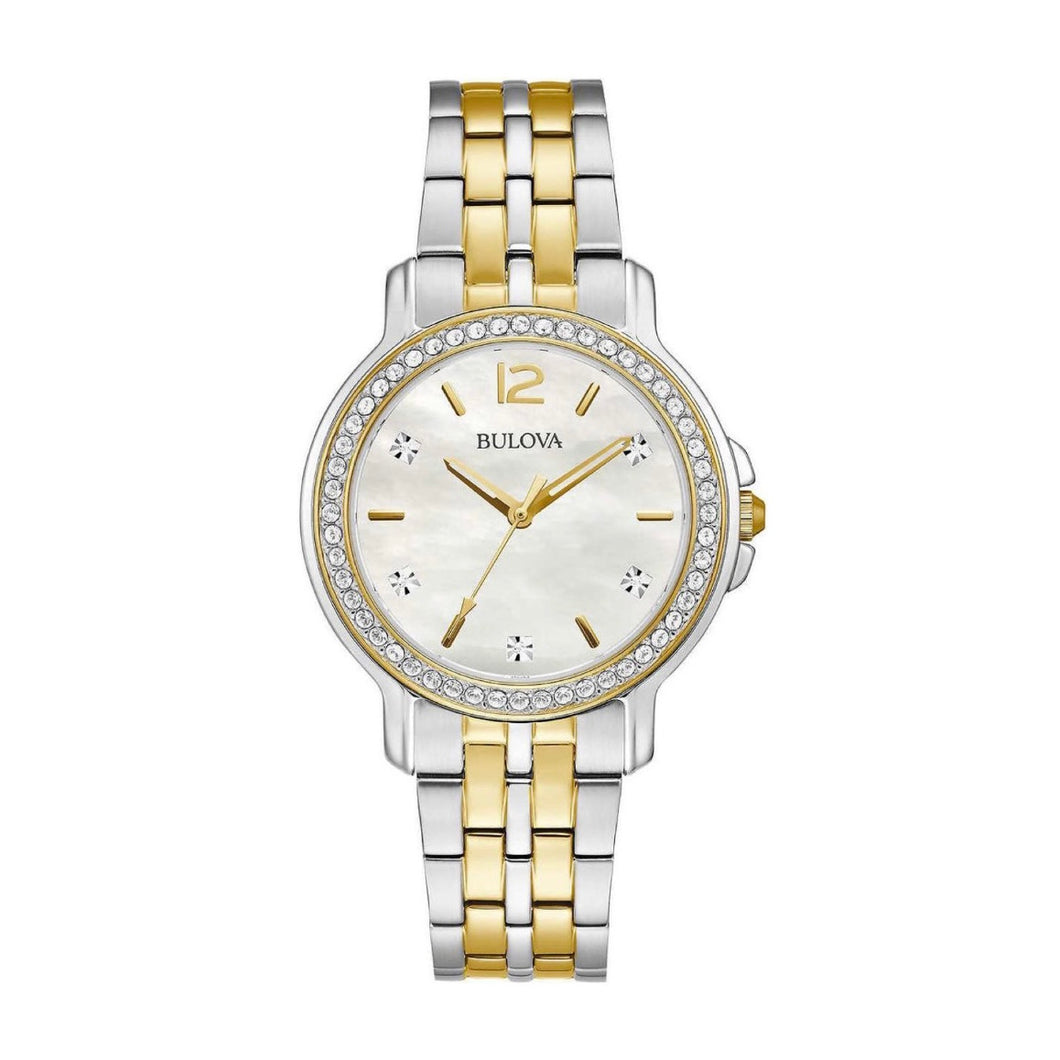 bulova-montre-femme-argent-doré-diamant-nacré-watch-women-gold-silver-mther-pearl-diamond