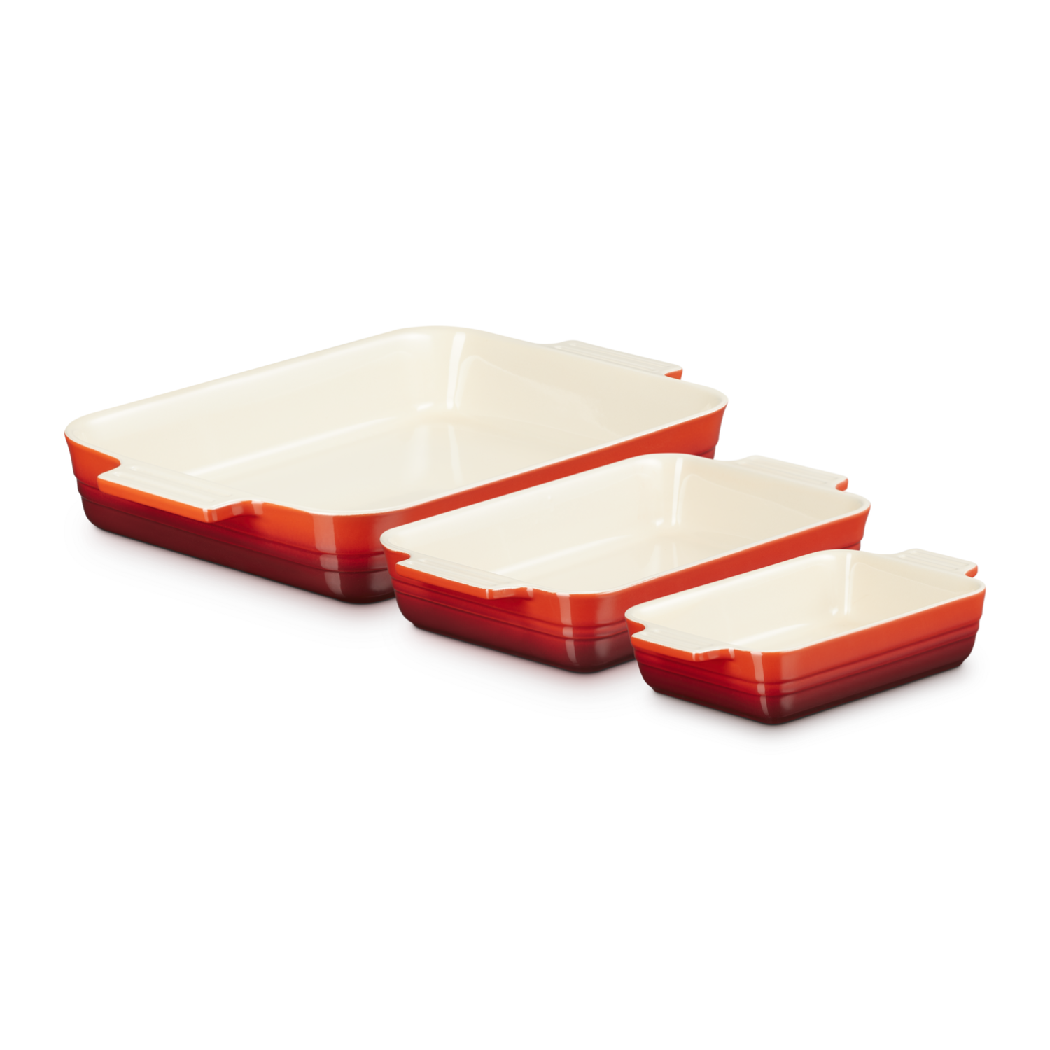 LE CREUSET - Ensemble de 3 Plats Rectangulaires-cerise-cherry-costco
