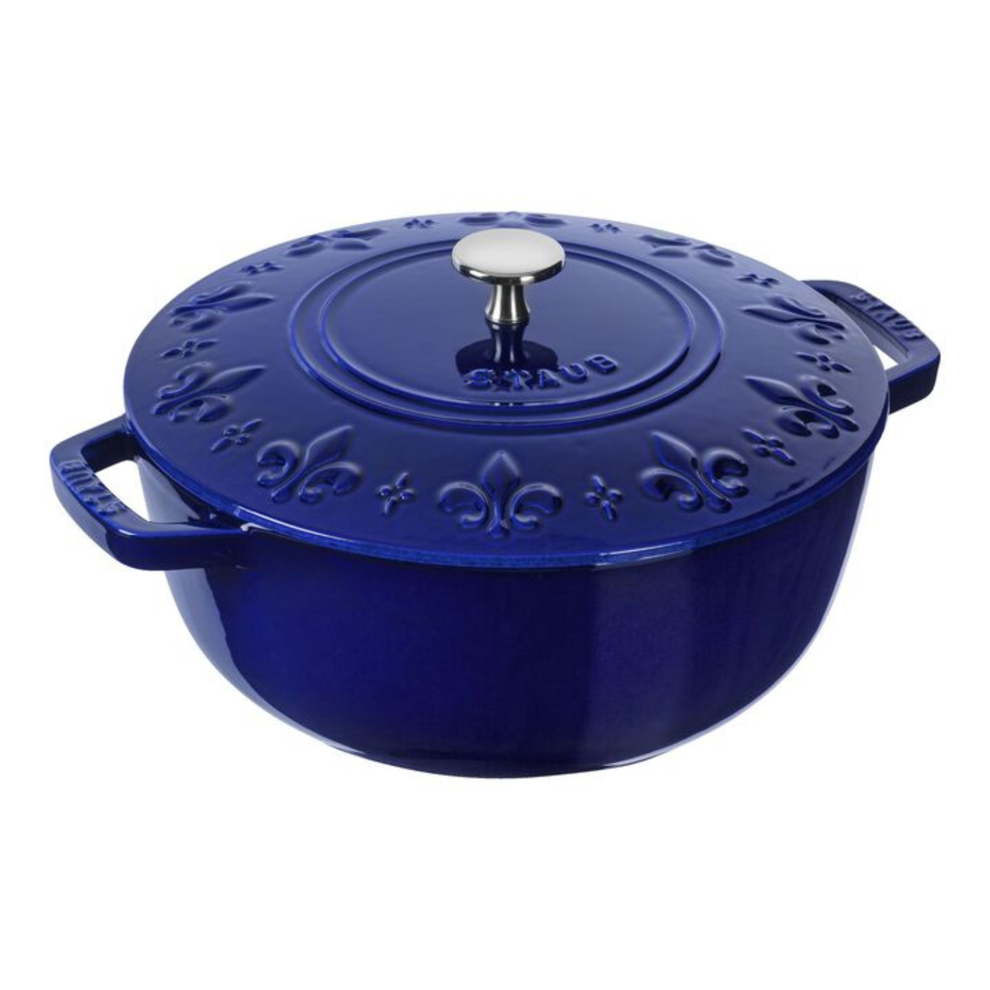 STAUB - Four Français Rond en Fonte Fleur de Lys de 3,6 L-french-oven-cast-iron-fleur-de-lis-costco-blue-bleu-drak-foncé