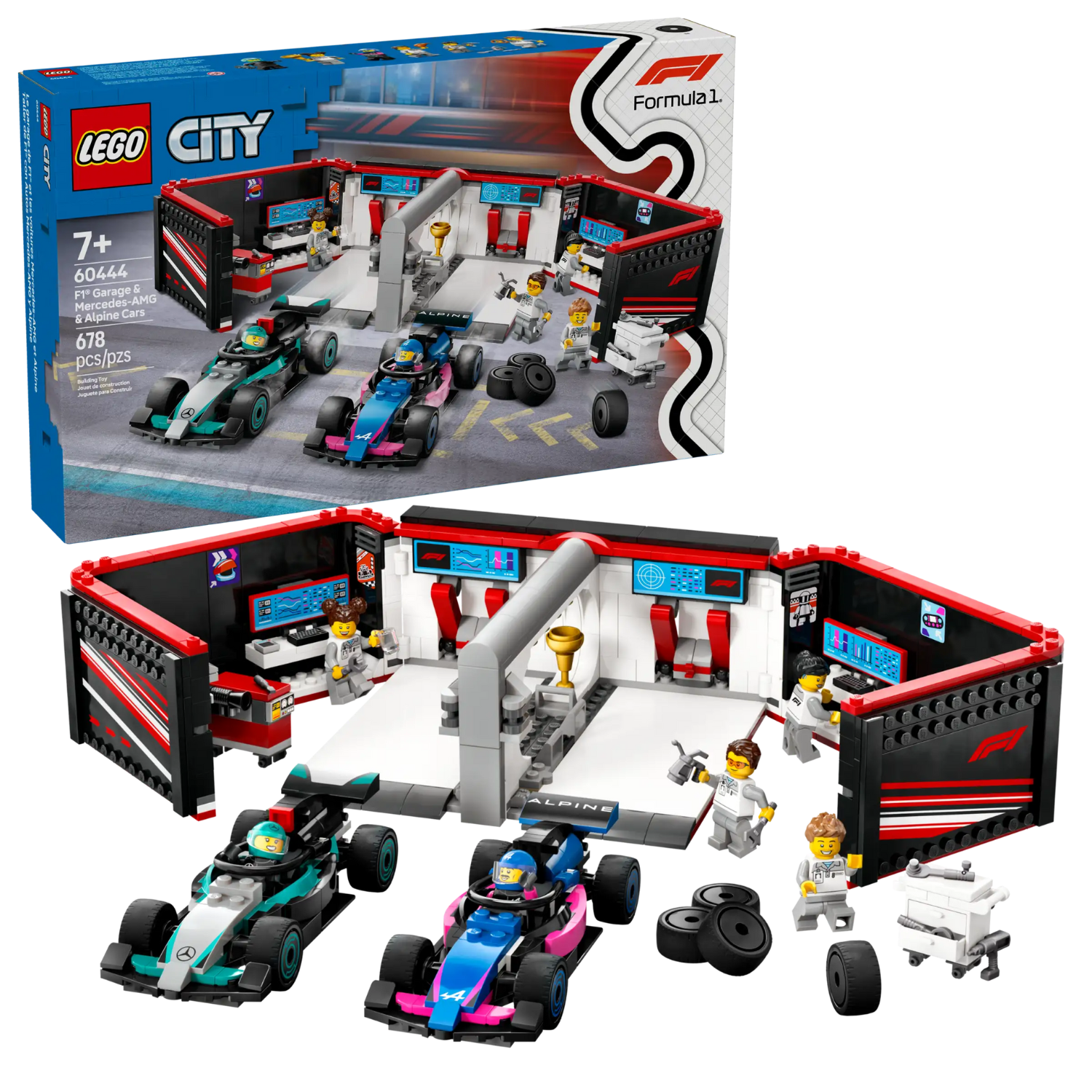 LEGO - Le Garage de F1 et les Voitures Mercedes-AMG et Alpine City 60444-&-costco-2560444