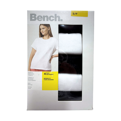 BENCH - Paquet de 4 T-Shirts à Col Rond pour Femme-women's-crew-neck-costco-1388880-black-noir-white-blanc