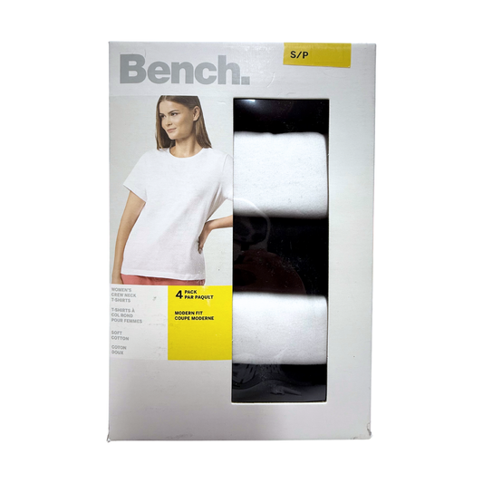 BENCH - Paquet de 4 T-Shirts à Col Rond pour Femme-women's-crew-neck-costco-1388880-black-noir-white-blanc