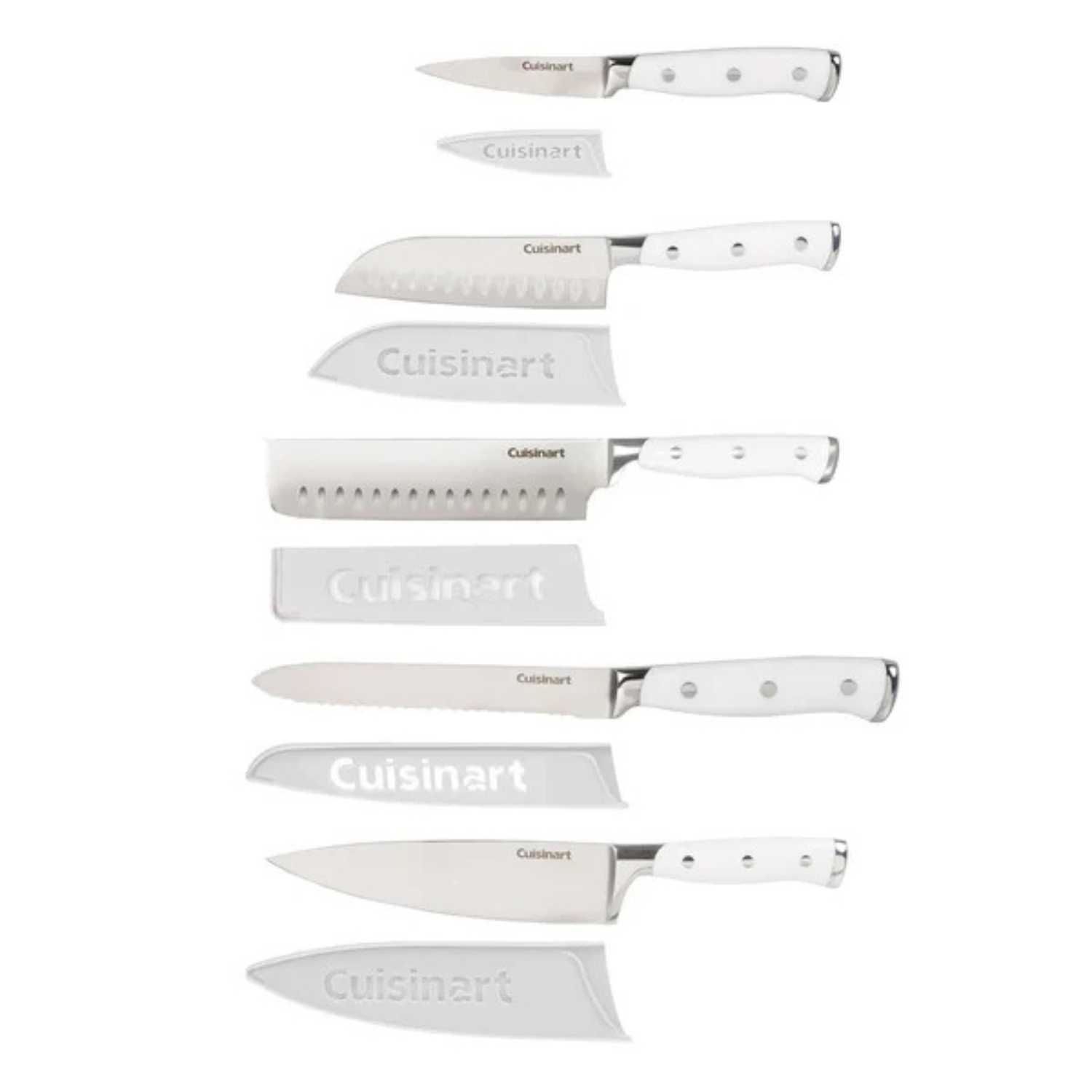 CUISINART - Ensemble de 5 Couteaux avec Fourreau-piece-knife-set-with-blade-guards-costco-1826602-v505130-white-blanc