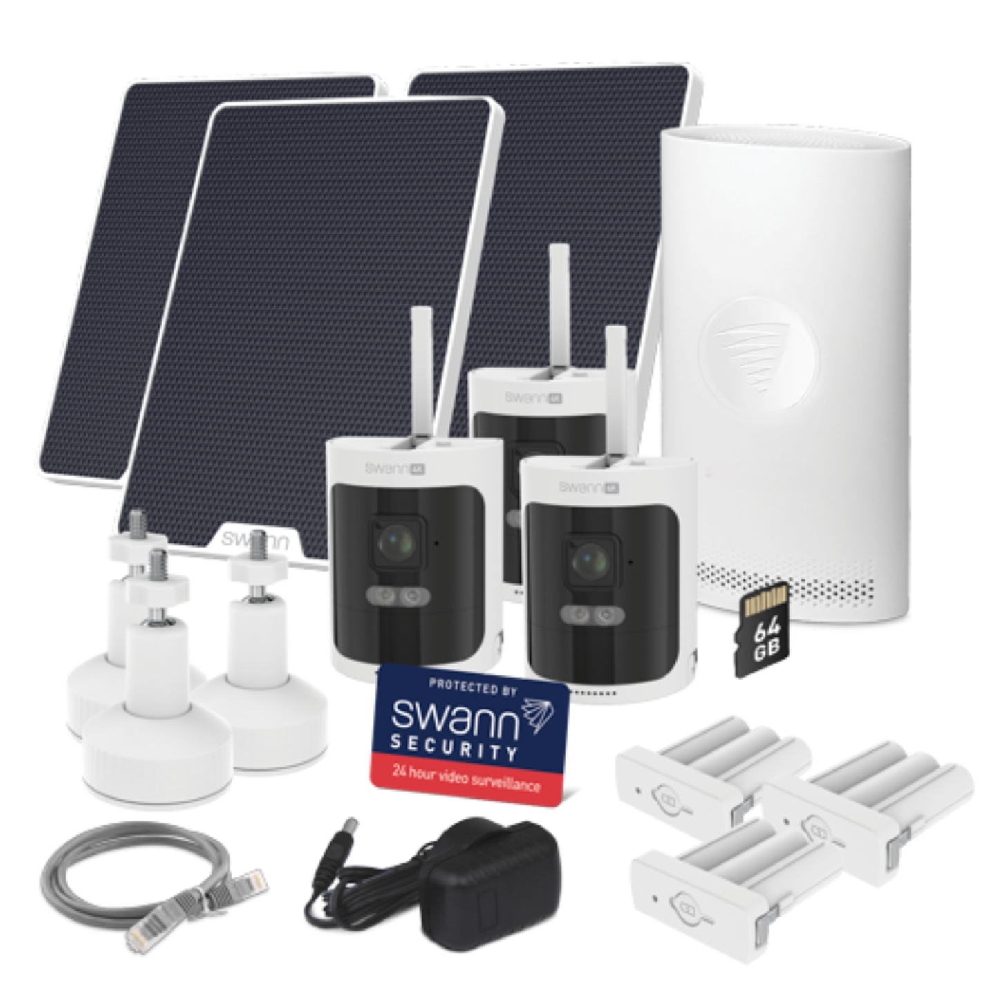 SWANN - Kit de Sécurité Sans Fil 4K avec Recharge Solaire *Boite Ouverte*-wireless-security-kit-solar-charging-costco-SWNVK-ASAK80SD3S3-CA-2