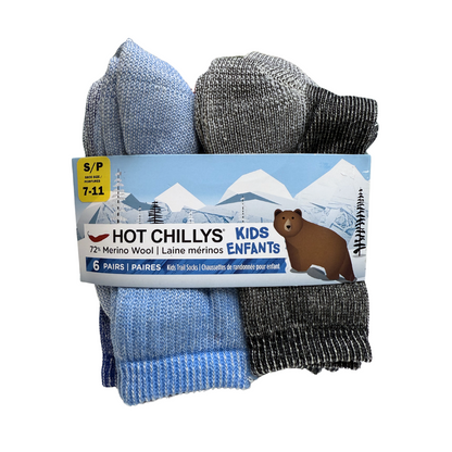 HOT CHILLYS - 6 Pairs of Kids' Hiking Socks