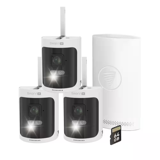 SWANN - Kit de Sécurité Sans Fil 4K avec Recharge Solaire *Boite Ouverte*-wireless-security-kit-solar-charging-costco-SWNVK-ASAK80SD3S3-CA