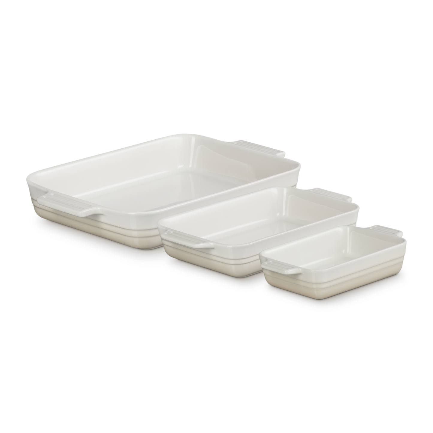 LE CREUSET - Ensemble de 3 Plats Rectangulaires-meringue-costco