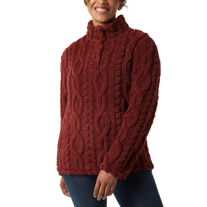 32°HEAT - Chandail en Sherpa Torsadé pour Femme-Womens-Cable-Sherpa-Pullover-Rouge-Red-1816000-192614