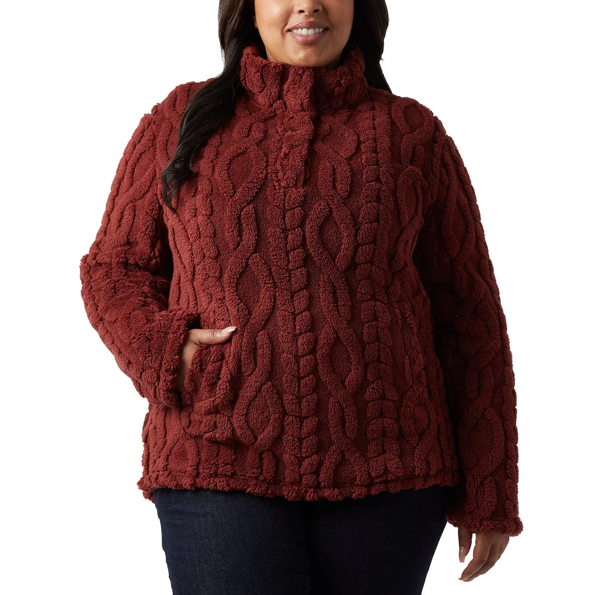 32°HEAT - Chandail en Sherpa Torsadé pour Femme-Womens-Cable-Sherpa-Pullover-Rouge-Red-1816000-192614