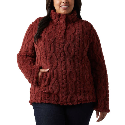 32°HEAT - Chandail en Sherpa Torsadé pour Femme-Womens-Cable-Sherpa-Pullover-Rouge-Red-1816000-192614