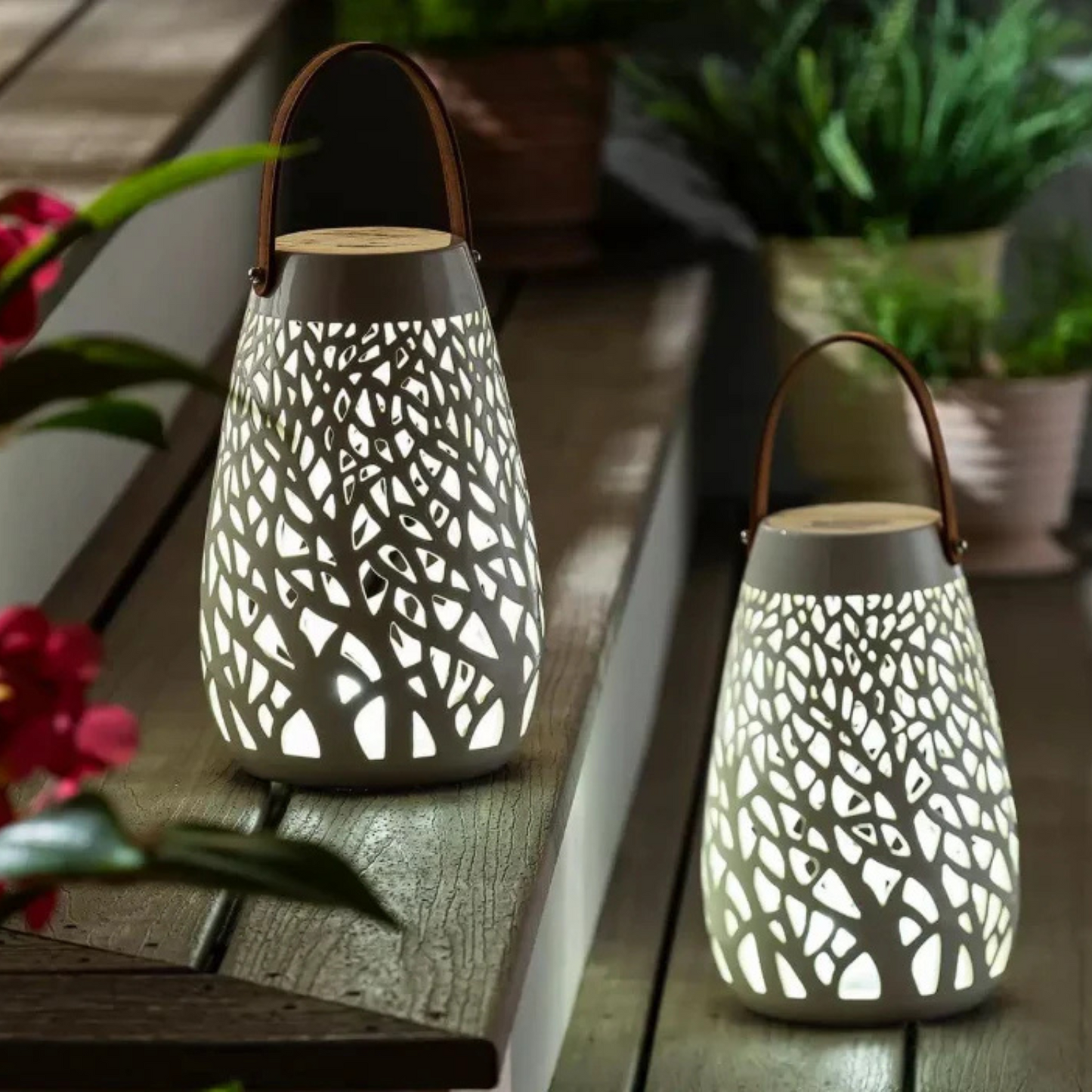 EVERGREEN - Ensemble de 2 Lanternes DEL en Céramique-led-ceramic-lanterns-set-pack-costco-1768231-3