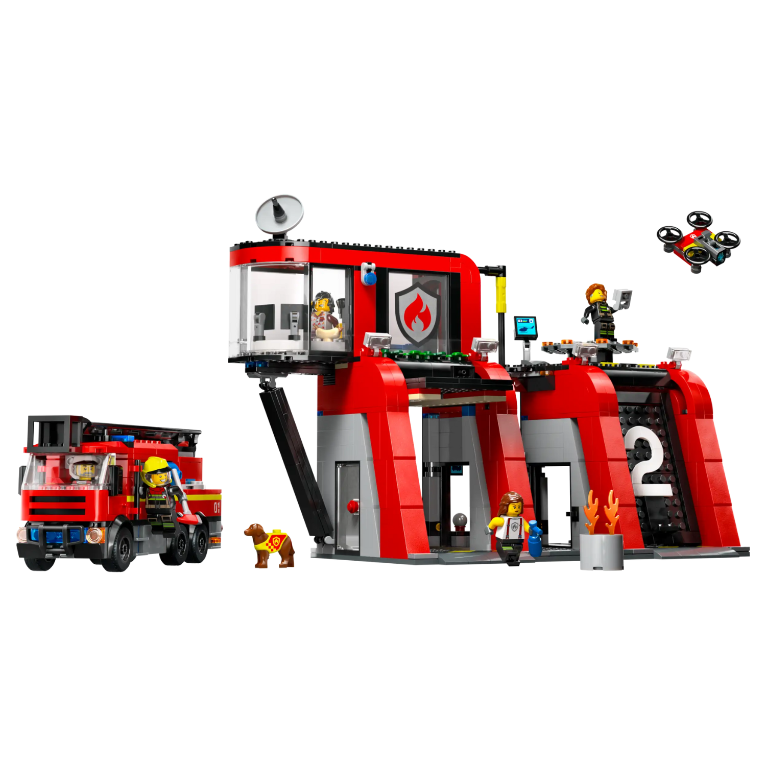 LEGO - La Caserne et le Camion de Pompiers CITY 60414-fire-station-truck-and-3