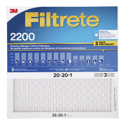 3M FILTRETE - Paquet de 3 filtres à air grand rendement MPR 2200 | 3M FILTRETE – Pack of 3 High-Performance Air Filters MPR 2200