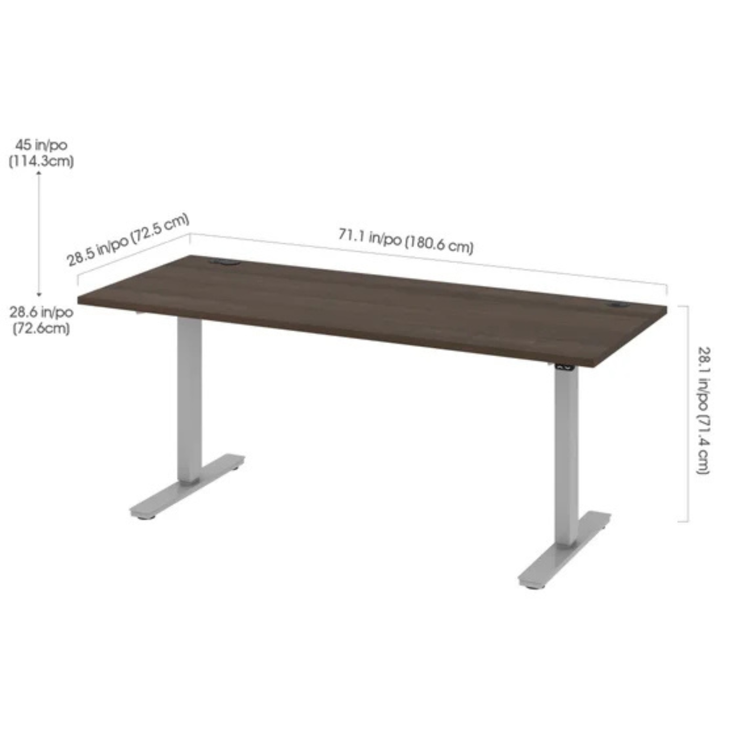 BESTAR - Bureau de 72 po à Hauteur Réglable Upstand-DESK-ADJUSTABLE-IN-COSTCO-1411619-GRIS-GREY-4