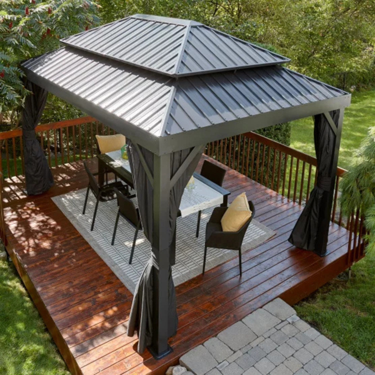 SOJAG - Gazebo avec Moustiquaire et Rideaux de 10 x 14 pi Alma-mosquito-netting-curtains-costco-1887930-4