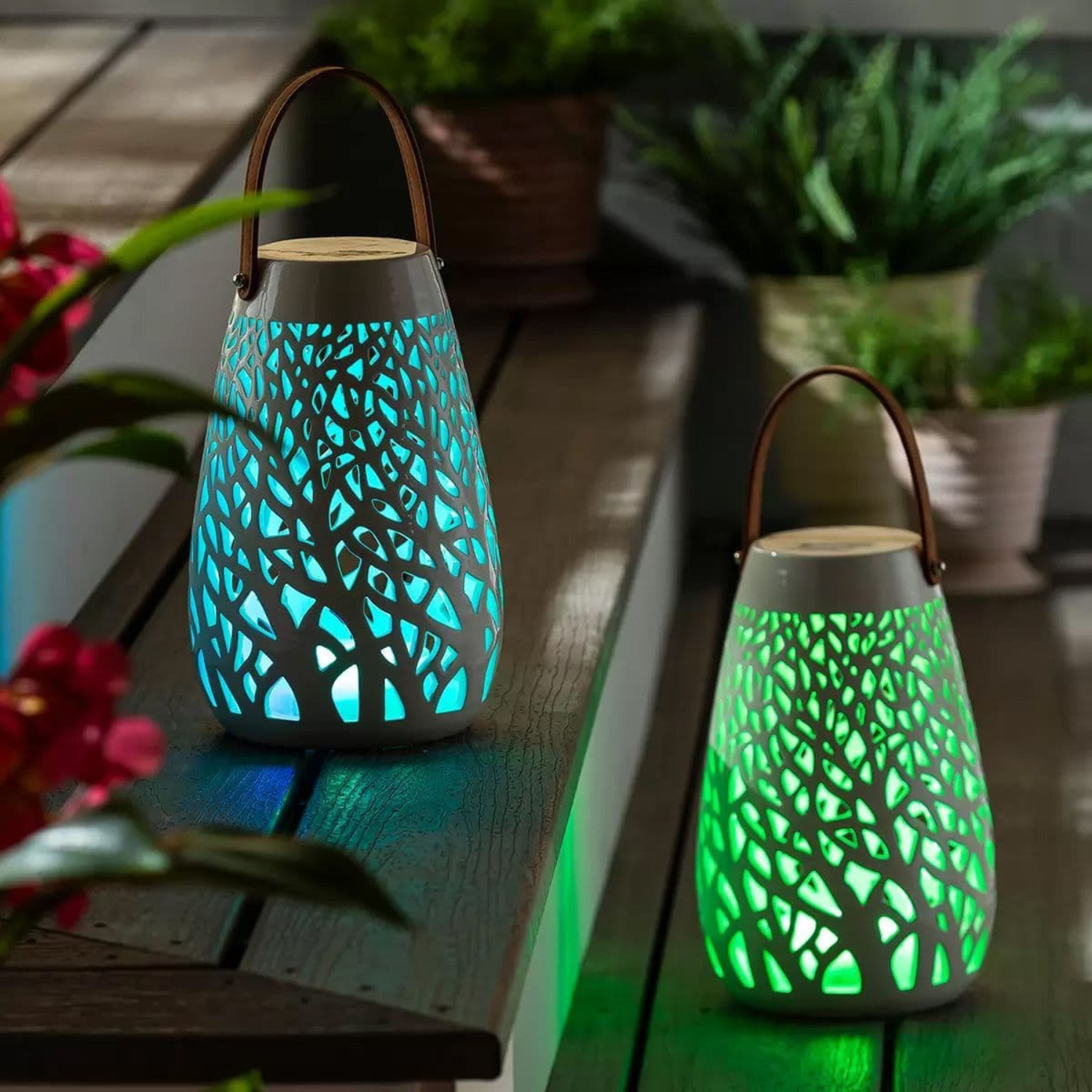 EVERGREEN - Ensemble de 2 Lanternes DEL en Céramique-led-ceramic-lanterns-set-pack-costco-1768231-4