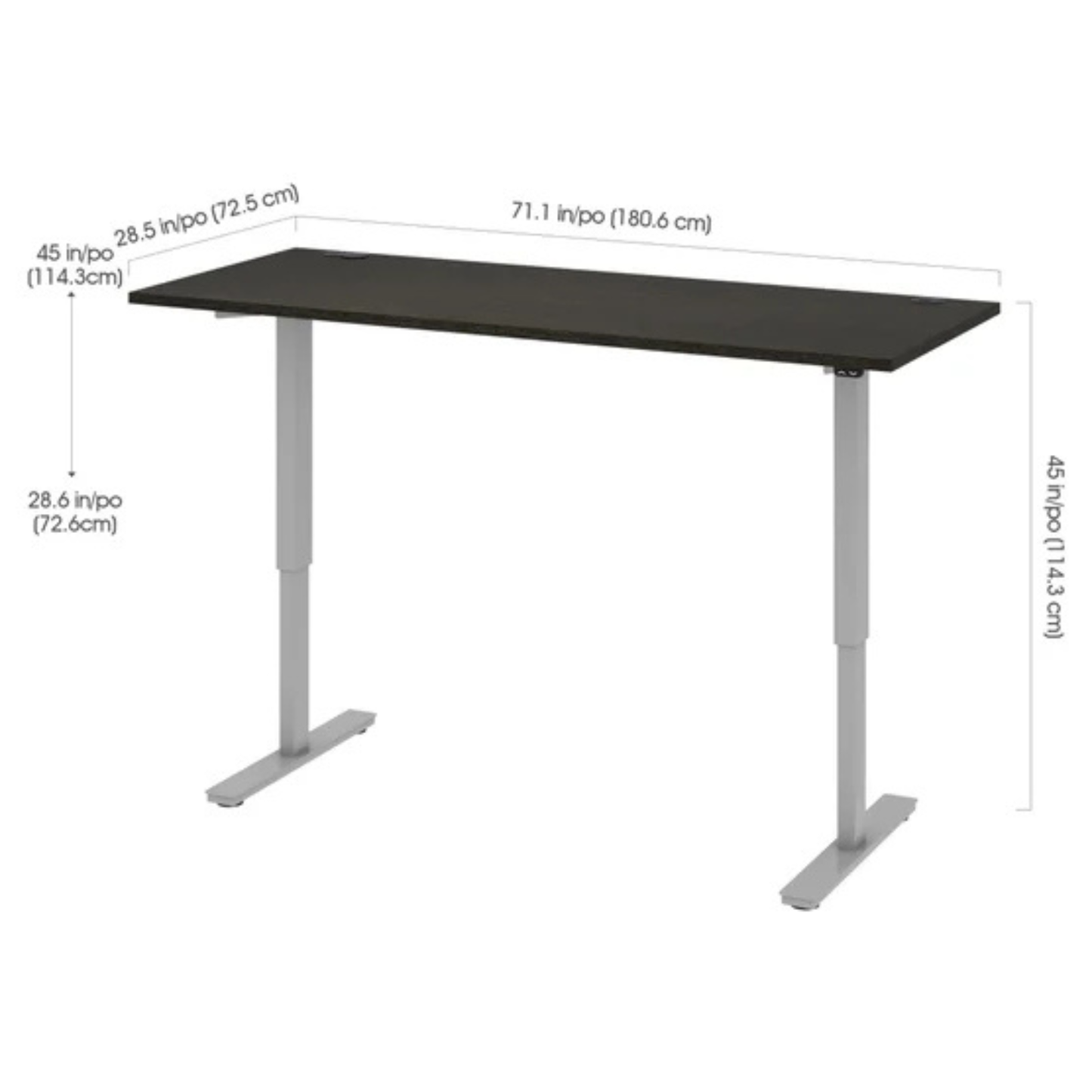 BESTAR - Bureau de 72 po à Hauteur Réglable Upstand-DESK-ADJUSTABLE-IN-COSTCO-1411619-GRIS-GREY-5