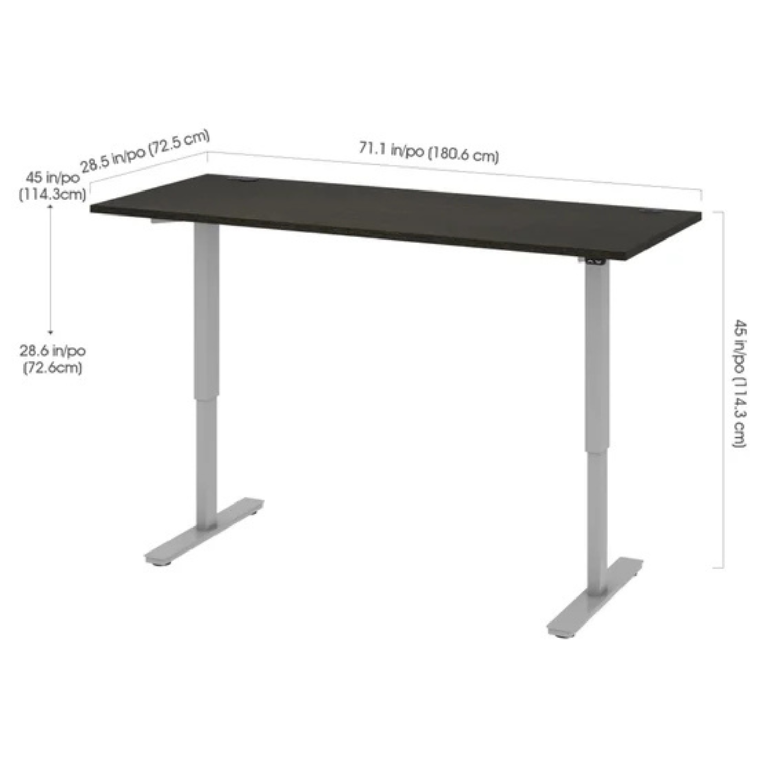 BESTAR - Bureau de 72 po à Hauteur Réglable Upstand-DESK-ADJUSTABLE-IN-COSTCO-1411619-GRIS-GREY-5