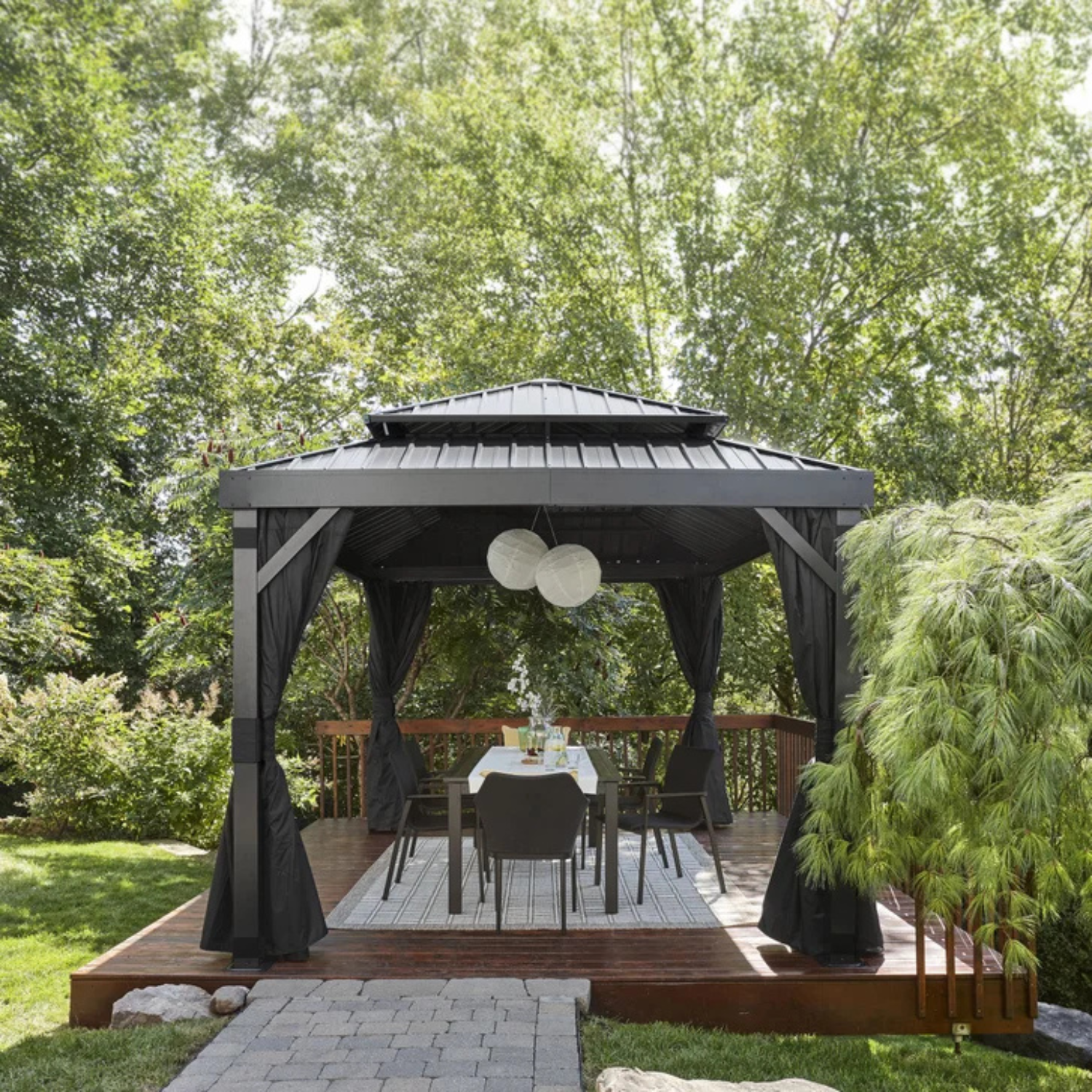 SOJAG - Gazebo avec Moustiquaire et Rideaux de 10 x 14 pi Alma-mosquito-netting-curtains-costco-1887930-5