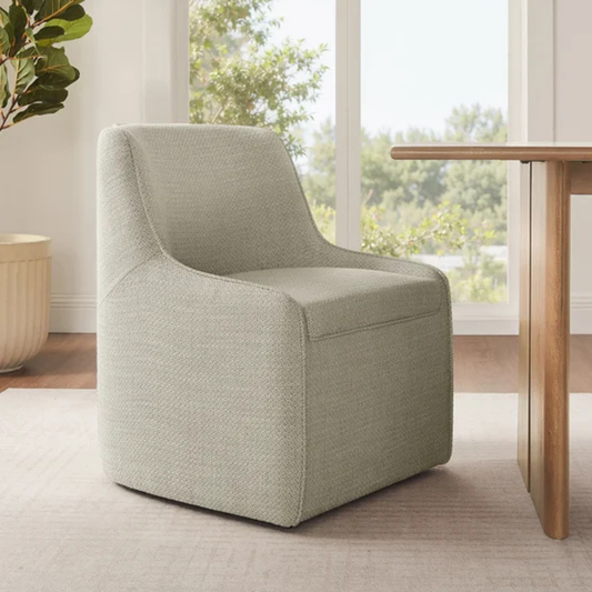 AIDEN & IVY - Chaise de Salle à Manger en Tissu Sans Accoudoirs avec Roulettes-fabric-armless-dining-chari-with-casters-costco-1861839-186849-beige-2