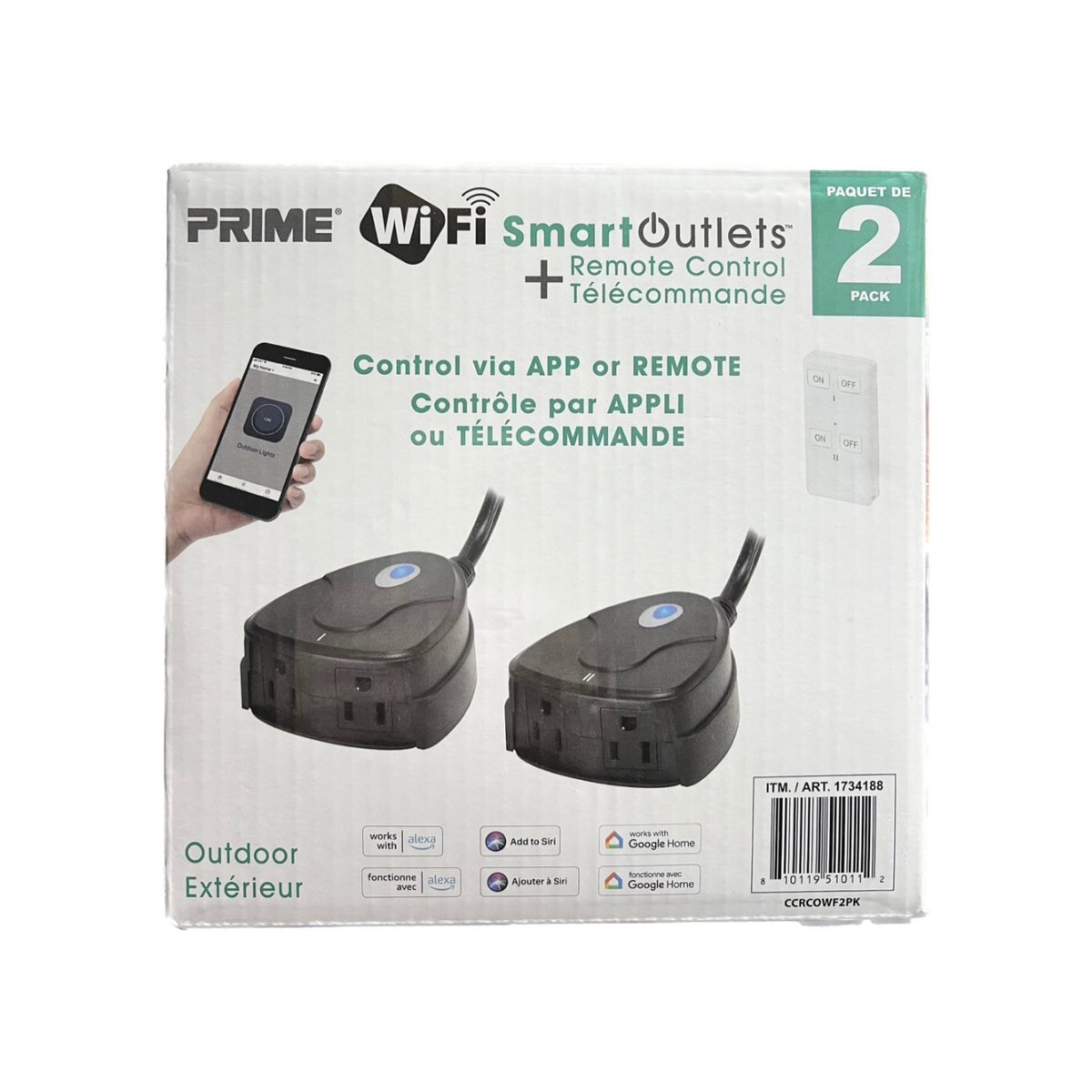 Prime Wireless Remote Control PRIME - Set of 2 WiFi Smart Outlets with Remote Control ...