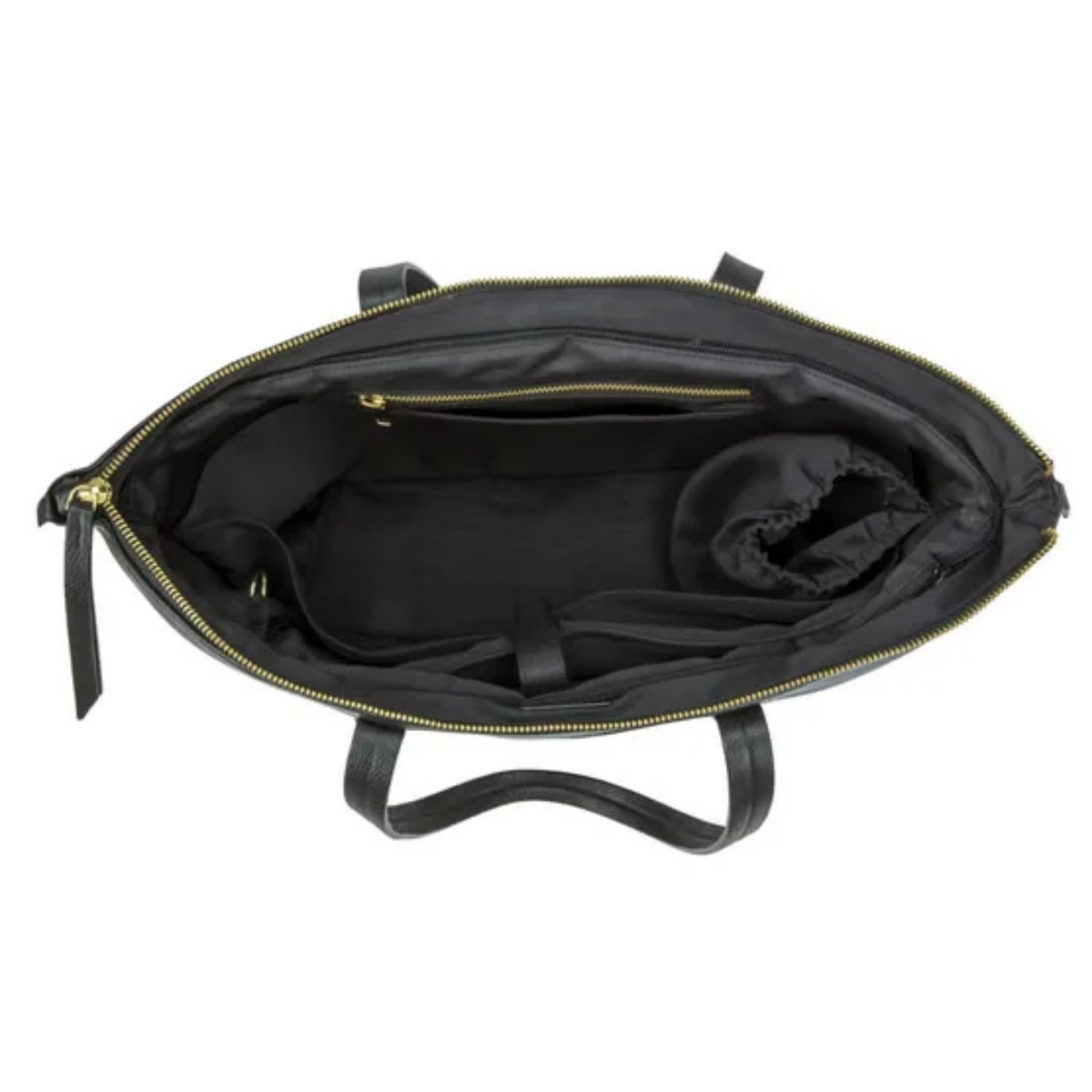 Buffalo – Fourre-tout noir en cuir véritable avec compartiment pour ordinateur portable | Buffalo – Black genuine leather tote bag with laptop compartment