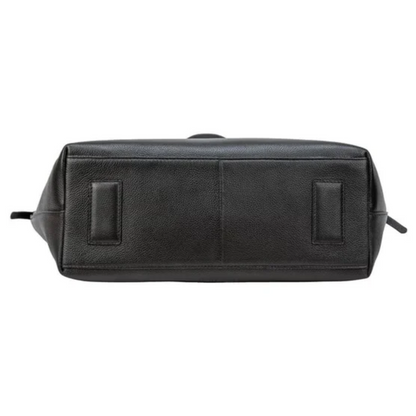 Buffalo – Fourre-tout noir en cuir véritable avec compartiment pour ordinateur portable | Buffalo – Black genuine leather tote bag with laptop compartment