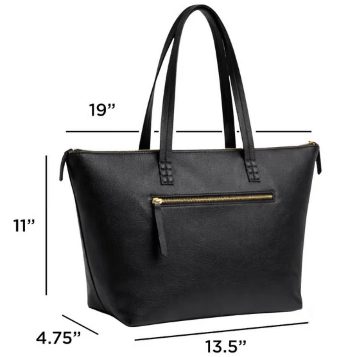 Buffalo – Fourre-tout noir en cuir véritable avec compartiment pour ordinateur portable | Buffalo – Black genuine leather tote bag with laptop compartment