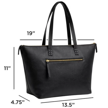 Buffalo – Fourre-tout noir en cuir véritable avec compartiment pour ordinateur portable | Buffalo – Black genuine leather tote bag with laptop compartment