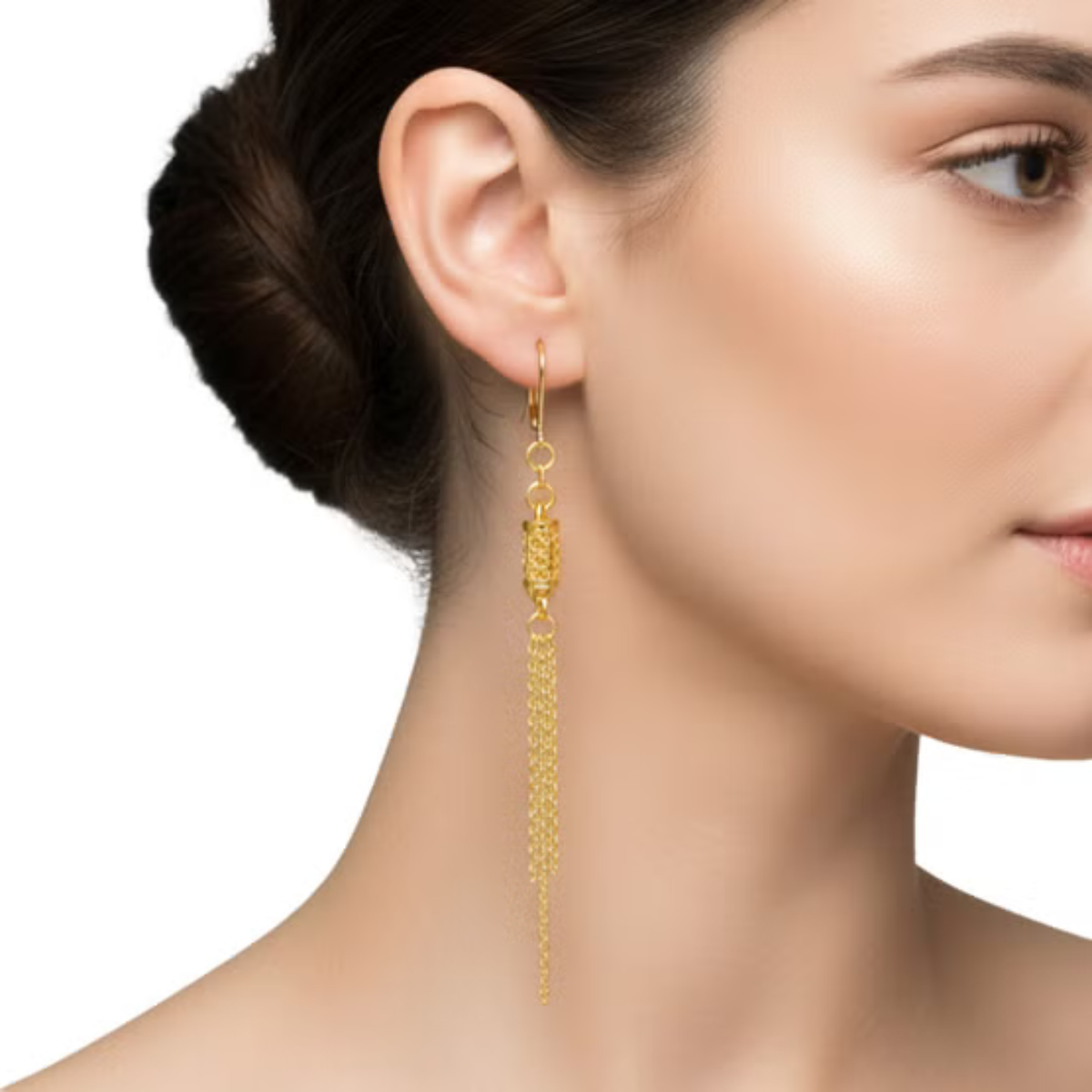 Boucles d'Oreilles Pendantes à Pampilles en Or Jaune 24 ct | 24K Yellow Gold Tassel Drop Earrings