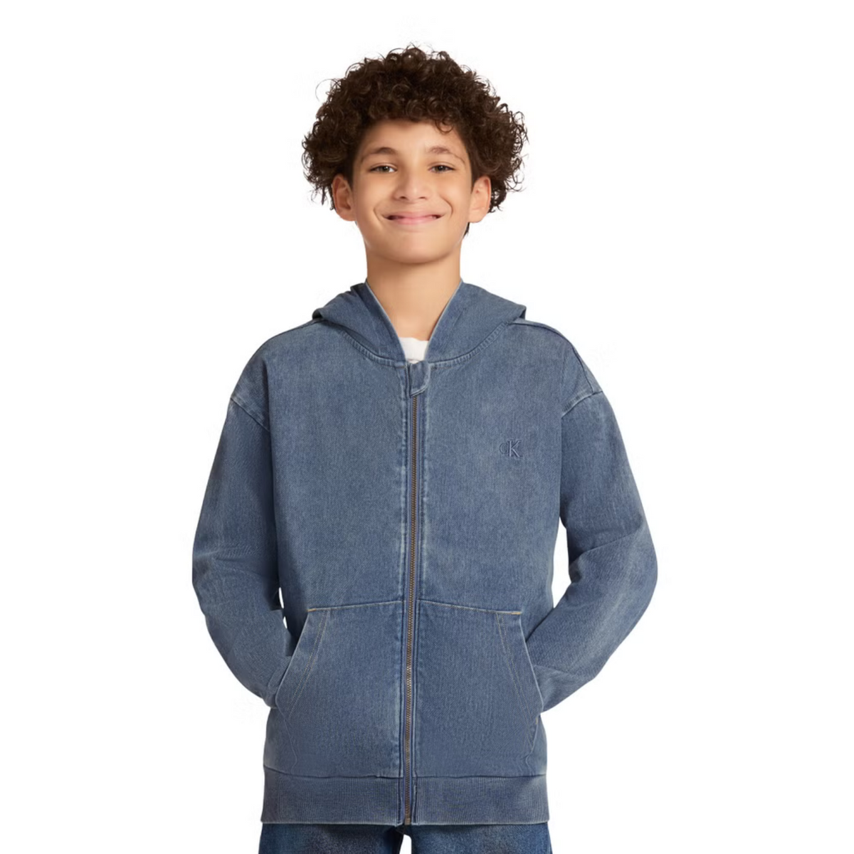 CALVIN KLEIN - Veste à capuchon avec fermeture à glissière pour enfant bleu | CALVIN KLEIN - Youth Blue Full Zip Hoodie 