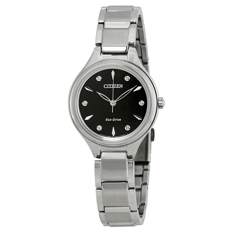 citizen-montre-femme-argent-diamant-noir-women-watch-silver-black-diamond