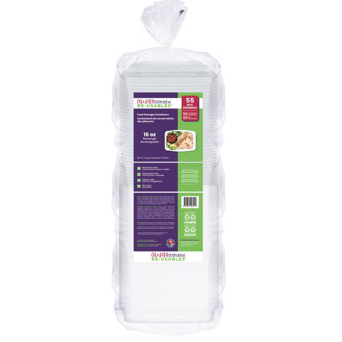 CUBEWARE - Paquet de de 55 Contenants de Conservation des Aliments | Cubeware 55 pack food storage containers