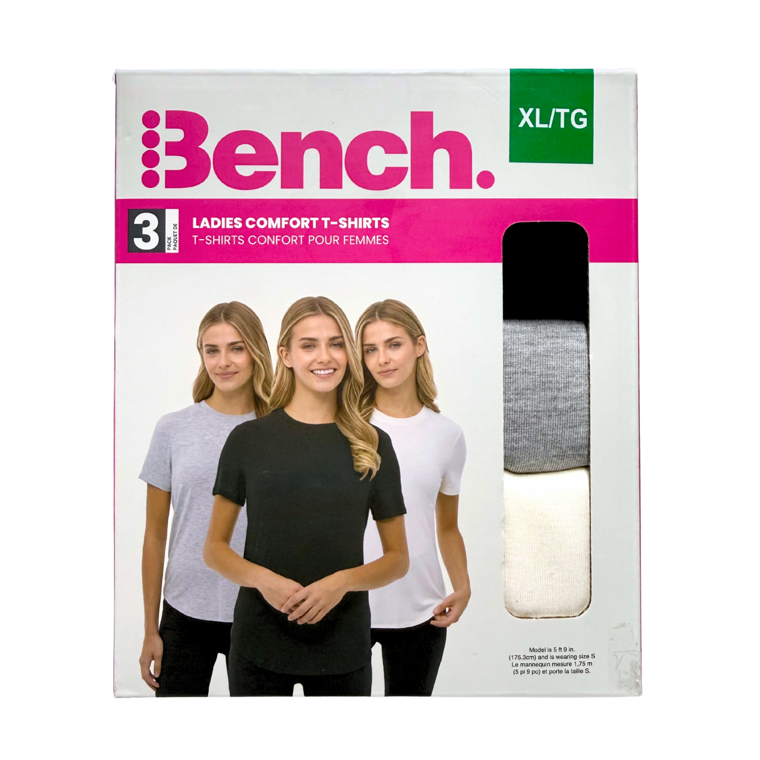 BENCH - Paquet de 3 Chandails pour Femme-womens-t-shirt-3-pack-gris-noir-blanc-Grey-White-2945483