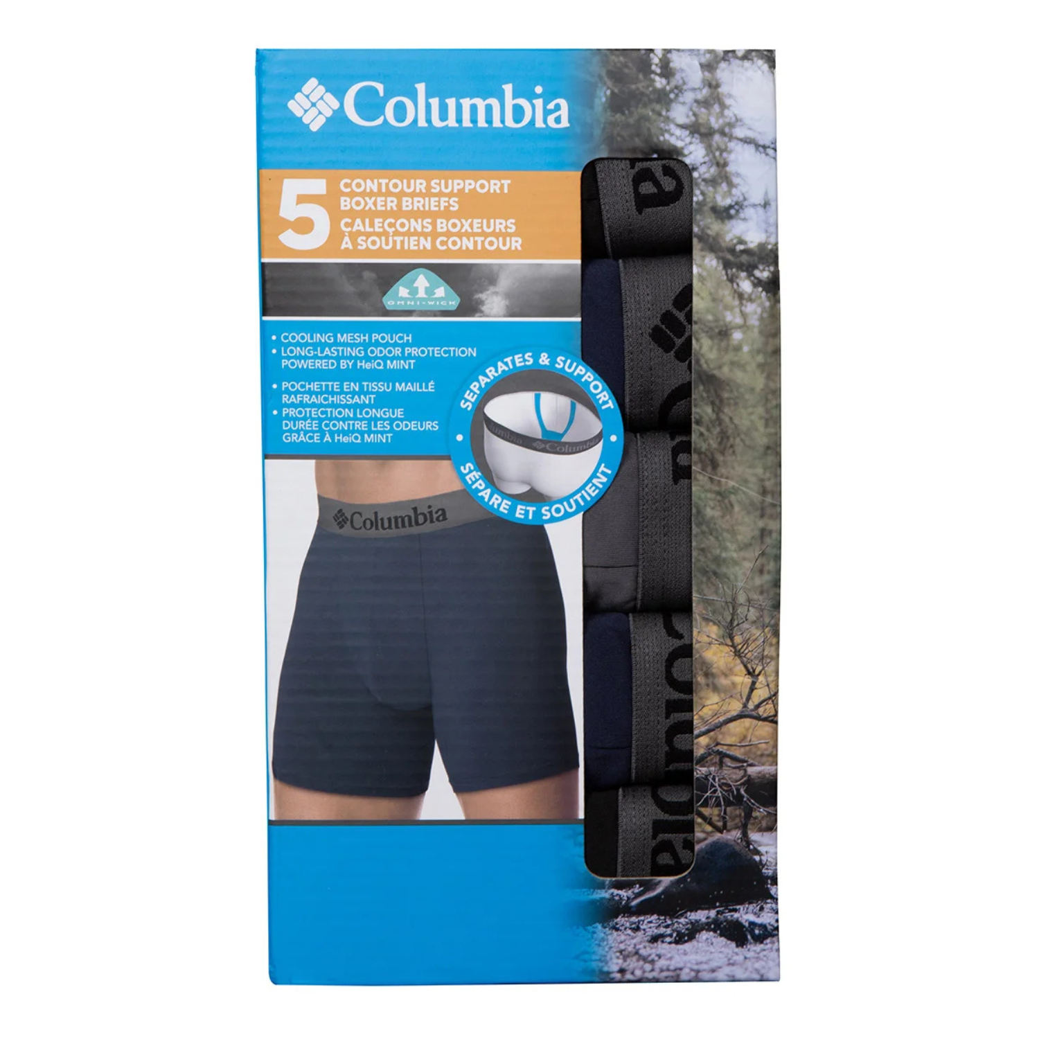 COLUMBIA - Paquet de 5 Caleçons Boxeurs à Soutien Contour-support-boxer-briefs-costco-7842473